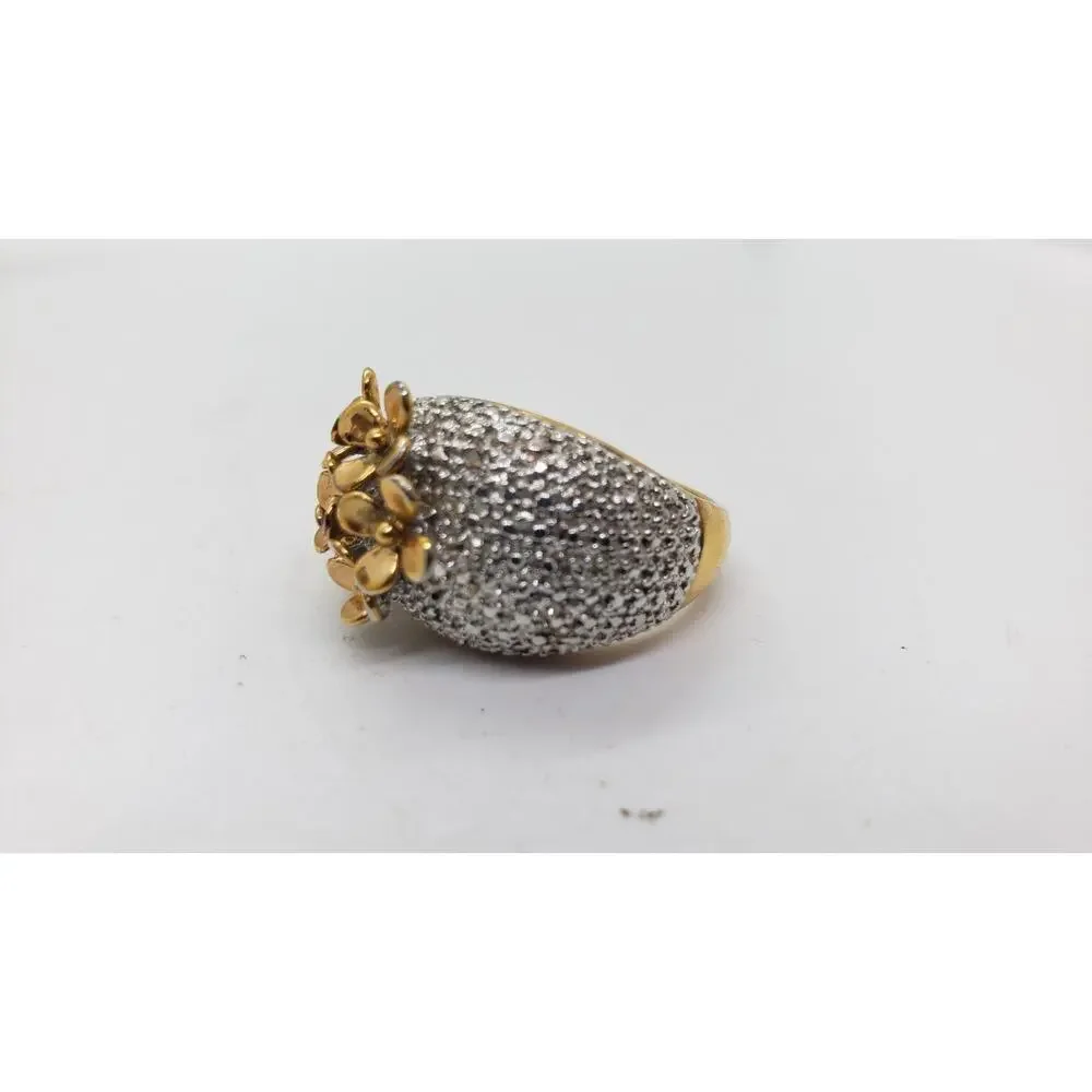 Ring 3D Flower Gold & Silver Statement Sz 10.25 Boho